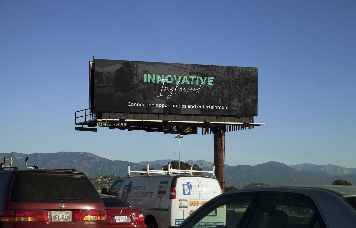 Innovative Inglewood branding displayed on billboard