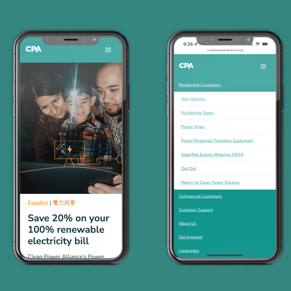 CPA Website Mobile View