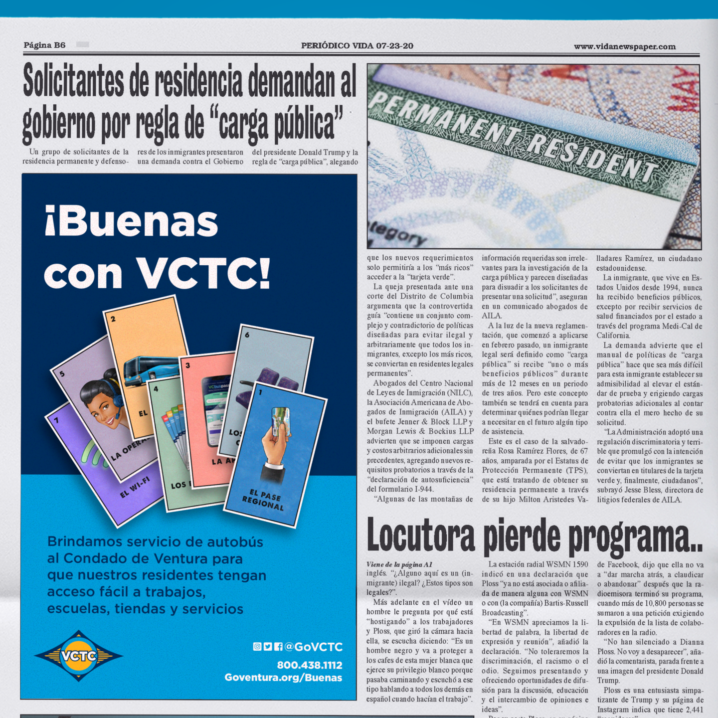 Buenas con VCTC newspaper ad