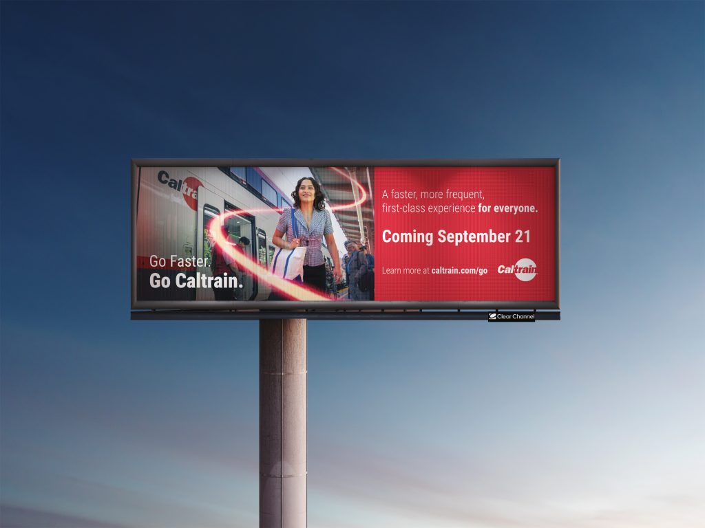 Caltrain electric train billboard