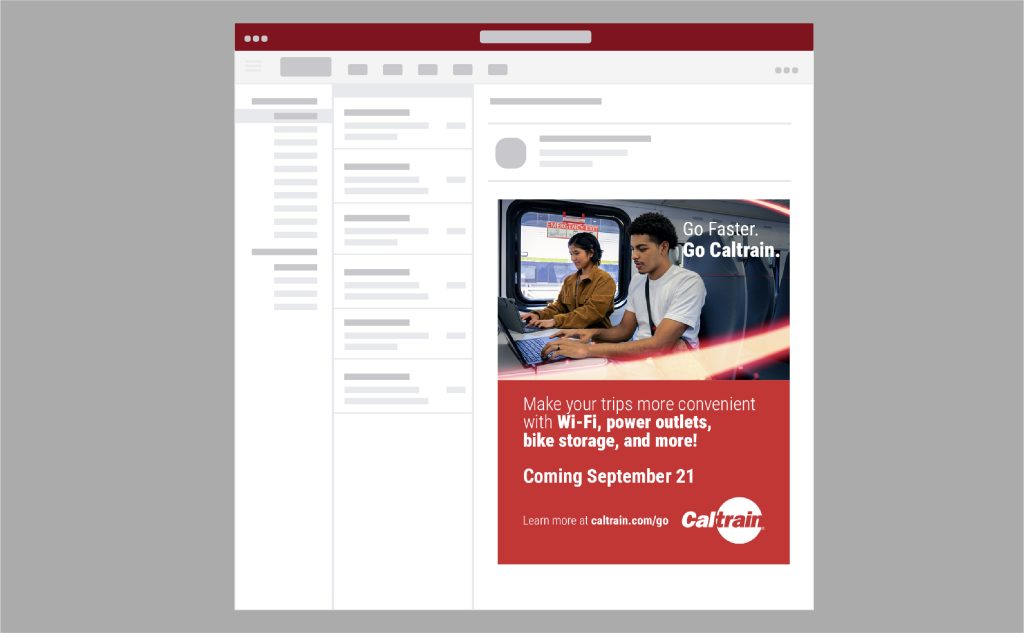 Caltrain ad on webpage