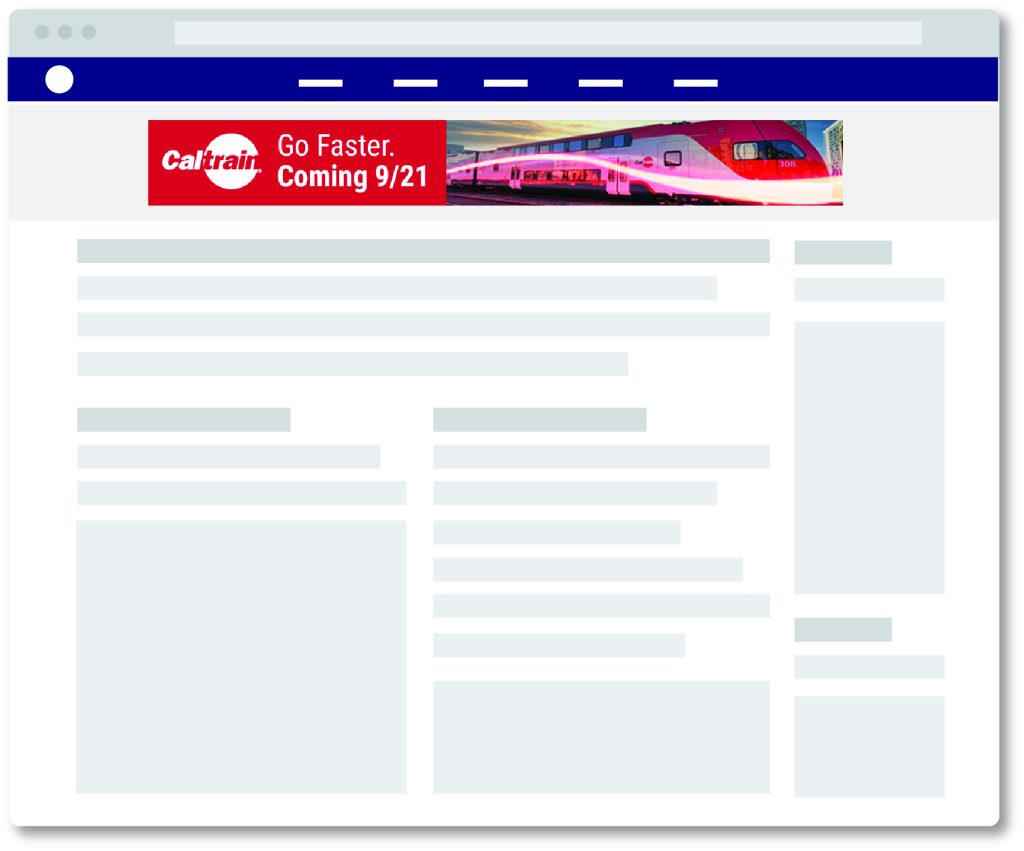 WEbpage with Caltrain promotional banner